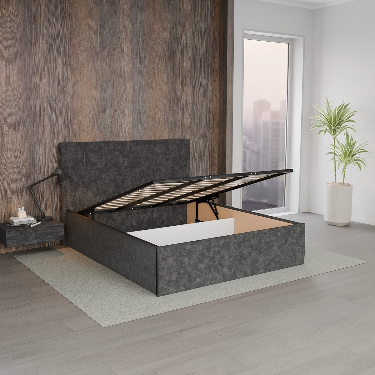 Кровать с подъемным механизмом Кастра Графит 180х200 (avatr26)